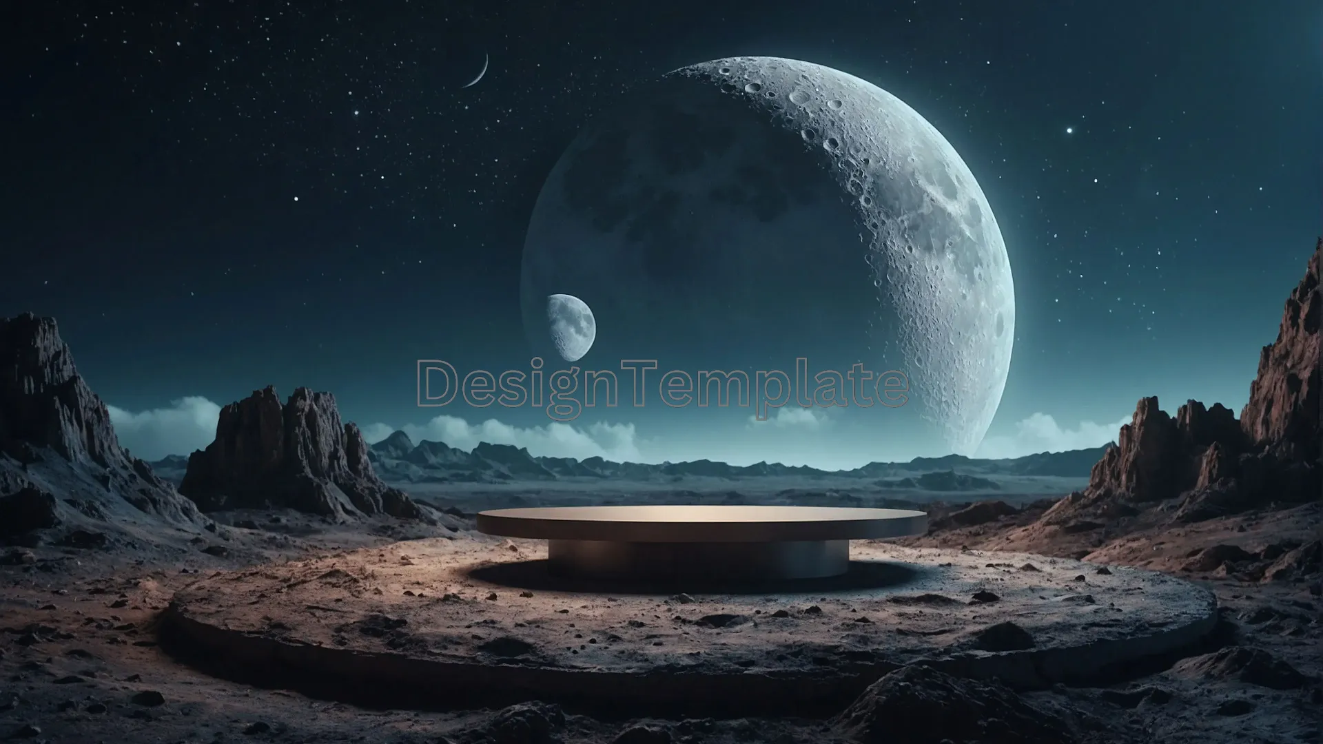 Peaceful Moon Over Desert Scene Background Image